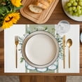 thumbnail image 4 of Eucalyptus Green Placemats Set of 12, Vintage Bottle Succulents Stripes Placemats for Dining Table, Place Mats for Kitchen Tabletop, Waterproof Wipeable Dining Table Mats Set, 4 of 9