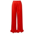 thumbnail image 3 of Women Fashion Solid Feather Pajamas Two Sets Of Imitation Silk Home Wear Wear Casual Wear Pants Suits for Women Suits for Women Woman Suites Dressy Pant Suits for A Wedding Petite Dressy Pant Suits, 3 of 8