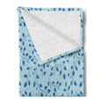 thumbnail image 2 of Leaves Soft Flannel Fleece Throw Blanket, Ornate Silhouette Leafy Items Berries Rustic Country Life Inspirations, Cozy Plush for Indoor and Outdoor Use, 50" x 70", Blue Pale Blue, by Ambesonne, 2 of 5
