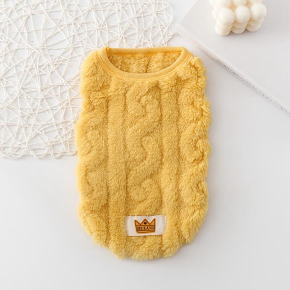 Cute Wavy Double-sided Fleece Pet Clothes Soft Puppy Coats Warm Winter Dog Cat Jacket Clothing Chihuahua XS-XL Yellow