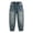 Blue, variant on Boy's Baggy Jeans Ripped Elastic Waist Pull on Denim Pants Classic Straight Wide Leg Jeans for Kids Distressed Jogger Pants