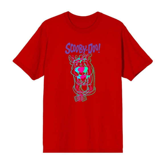 Scooby-Doo 3D Line Art Men's Red Crew Neck Short Sleeve Tee-Large