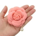 thumbnail image 4 of Uxcell Elegant Camellia Flower Brooches Fabric Artificial Pearl Flower Pins Floral Corsage for Women Pink, 4 of 6