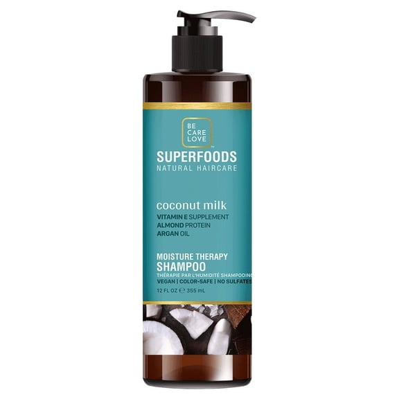 Be Care Love Superfoods, Natural Haircare, Moisture Therapy  Shampoo, Coconut Milk, 12 fl oz (355 ml)