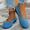 thumbnail image 3 of Dakaela Ballerines pour Femmes à Bout Rond en Tricot à Enfiler Ballerines de Marche Mocassins à Petit Talon Compensé Bleu 6,5, 3 of 7