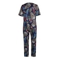 thumbnail image 4 of Biekopu Women Loose Jumpsuit, Adults Button-down Skull Print V-neck Short Sleeve Overalls, 4 of 9