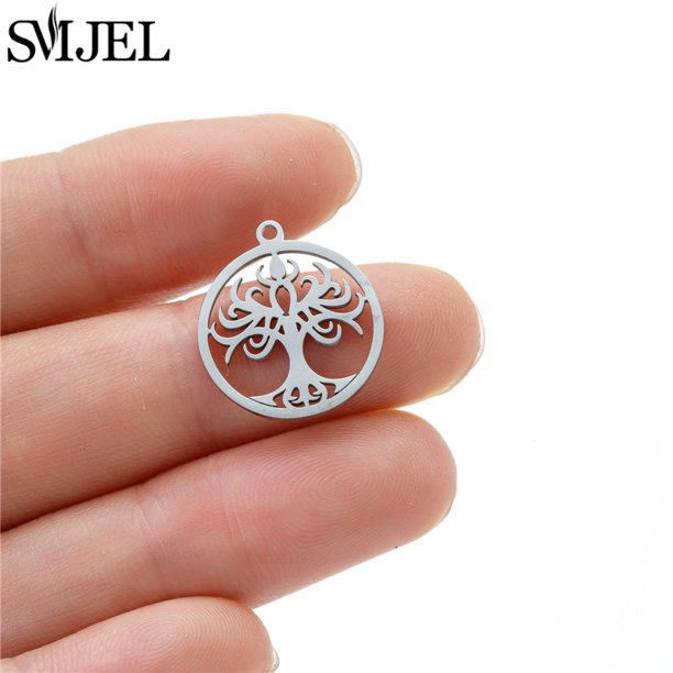 Colgante de hoja de Monstera de acero inoxidable, colgante de Datura de árbol de flores naturales de alto pulido, suministros de joyería de plantas Diy, 5 piezas por lote