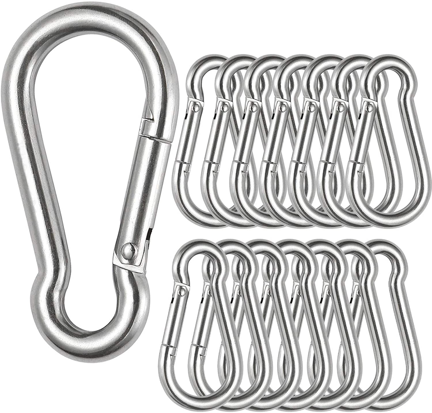 Large Stainless Steel Spring Snap Hook 4 Inch Carabiner Clips 2 Pack 400 lbs 