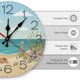 thumbnail image 4 of 2D Flat Wall Clock Art Print, Silent Non Ticking Battery Operated,Coastal Beach Scene with Shells And Seagulls Clock Wall Clock 2D Print Decorative for Bathroom Kitchen Bedroom 10 Inch & 12 Inch, Shi, 4 of 10