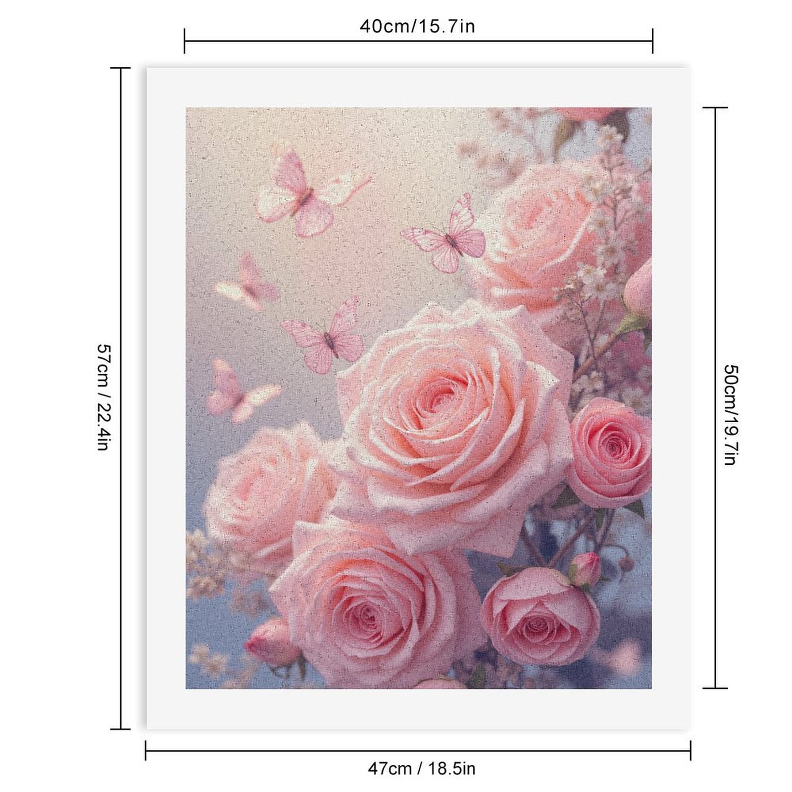 Paint By Numbers Kit for Adults Beginner - Pink Roses Butterflies Blossoms Spring DIY Canvas Painting Kits for Adults, Frameless Paint By Number for Adults for Home Wall Decor 16x20 Inch
