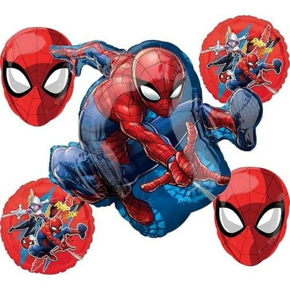 Anagram Spider-Man in Action Birthday Party Supplies 5 pc Balloon Bouquet Decorations