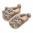 thumbnail image 2 of CUZIBR Kids Boys Slippers Girls Cute Cat Fuzzy House Slippers Close Toe Warm Winter Warm Home Footwear,Grey,6-7 Years, 2 of 4