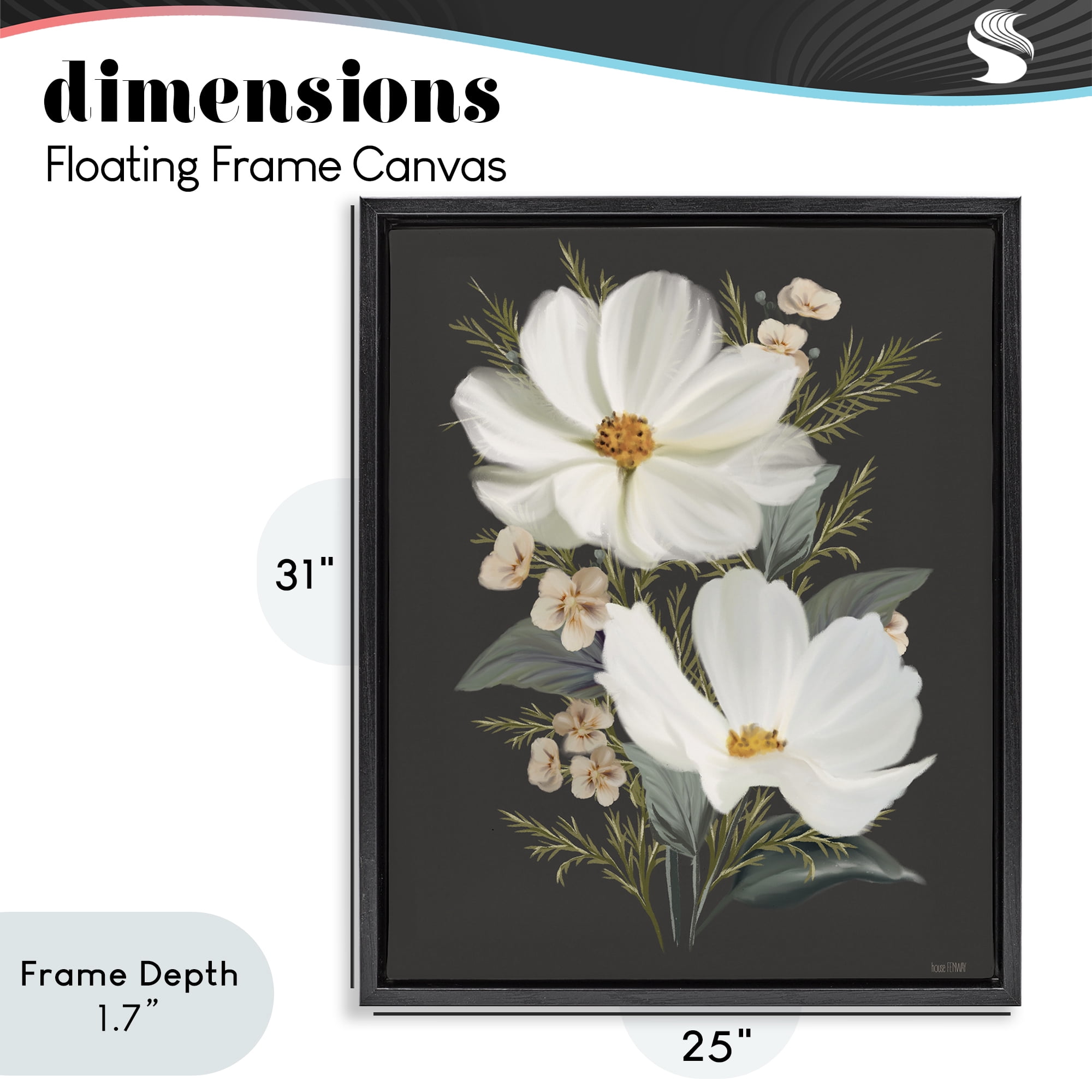 Stupell Industries Old Lace Cosmos Black Framed Floater Canvas Wall Art, design by House Fenway