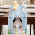 thumbnail image 3 of Table Runners 90 Inches Long Dress Scarves, Easter Bunny Farmhouse Coffee/Dining/Kitchen Table Runner for Living Room, Eggs Cute Rabbit Purple Wooden Grain Rustic 13x90 Inch, 3 of 9
