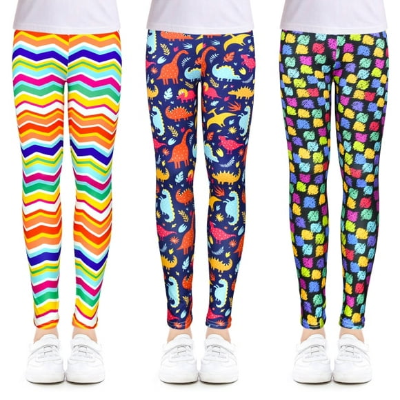 AAMILIFE Girls 3Pcs Leggings Flower Printing Elastic Trousers Children Skinny Pants For Girl Wear 4-13 Years