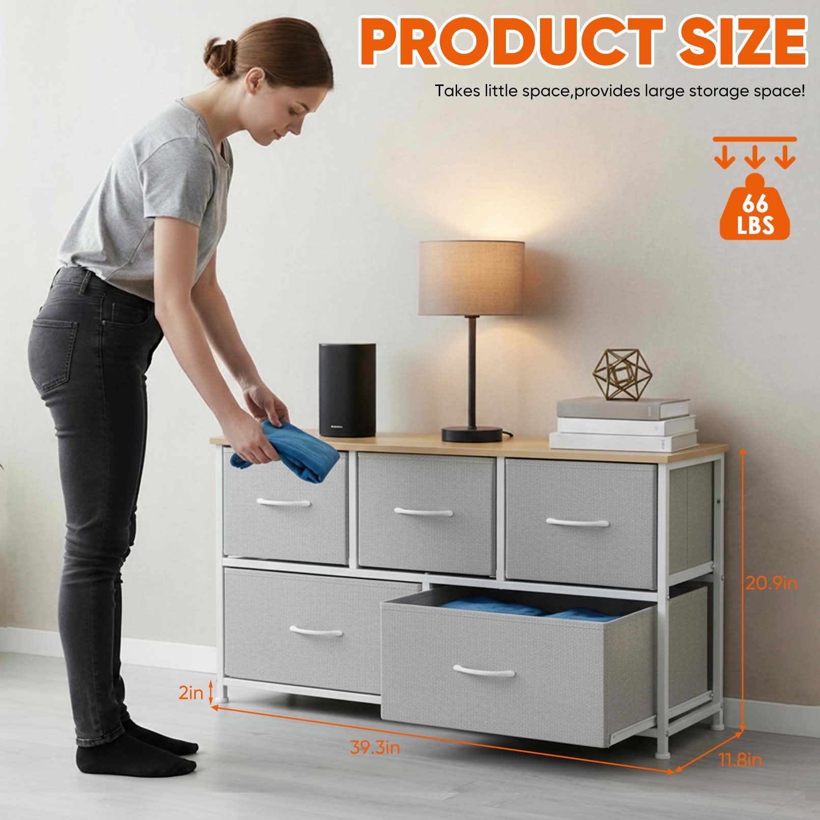 MAYEERTY Cabinet Night Stand with Wooden Top Dresser for Closet