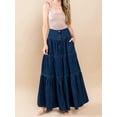 thumbnail image 5 of Rdhnmea Womens Denim Long Skirt Stylish Solid High Waist A-Line Jean Skirt, 5 of 9