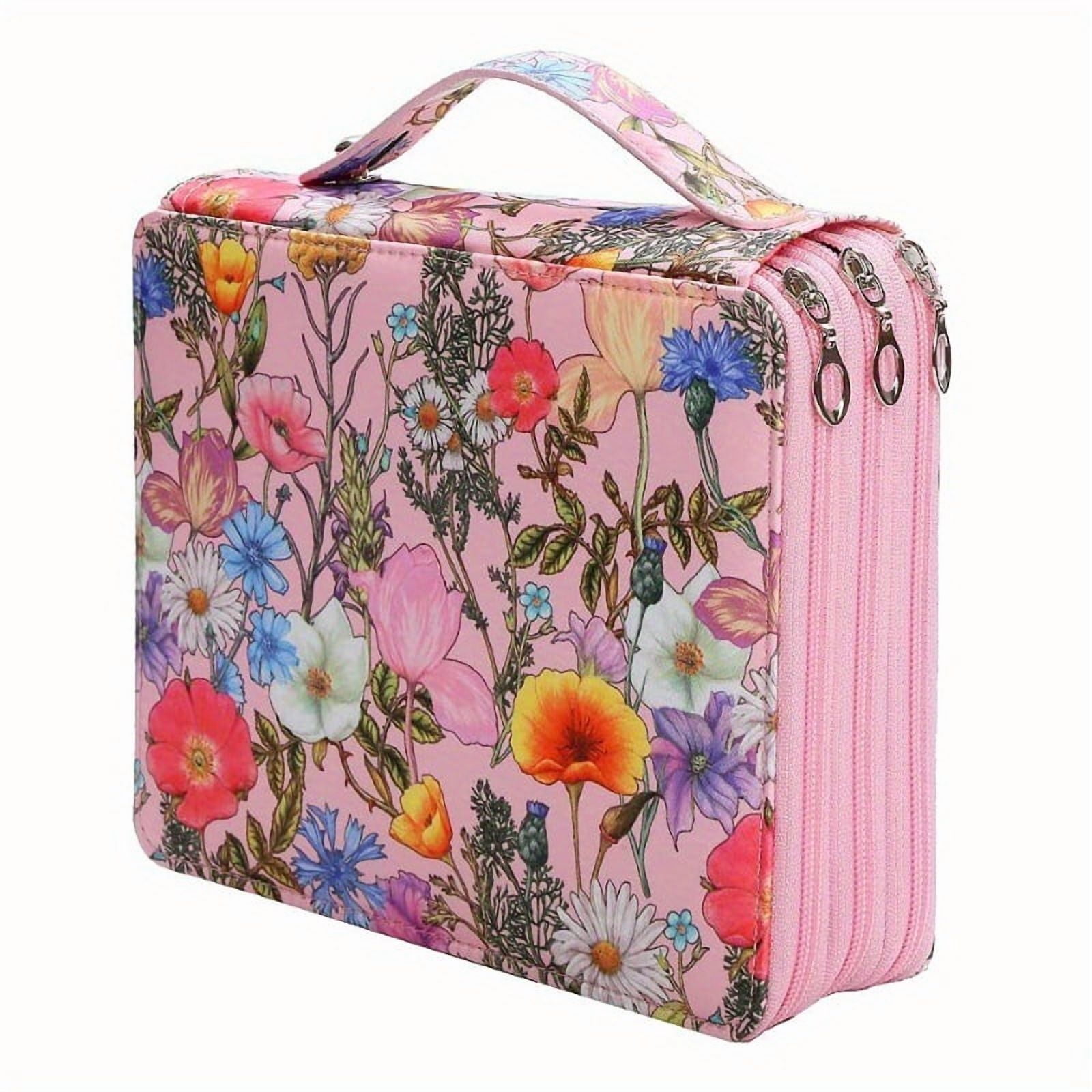 124 Slots Large Capacity Colored Pencil Case Holder, 3-Layer Oxford Fabric Art Organizer with Smooth Zipper, Portable Stationery Bag for Artist Watercolor Pens & Markers, Slate Grey