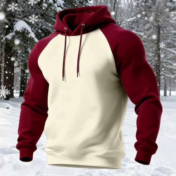 pstuiky Camisas casuales de manga larga para hombre, Sudadera con capucha y manga larga con bloques de color para hombre Tops casuales para hombres xxl