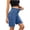 #02Blue, variant on Shorts for Women Jean Pull On Elastic Waist High Waisted Knee Length Fold Hem Stretchy Denim Long ShortsBlack2XL