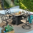 thumbnail image 2 of Nuu Garden 5-Piece Outdoor Conversation Set with 28-Inch 50,000 BTU Propane Gas Fire Pit Table&4 Swivel Chairs,Patio Furniture Set with Cover and Padded Cushions,Black&Beige, 2 of 9