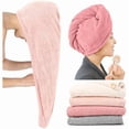 thumbnail image 1 of wonima11 Extra Large 4 Pack Microfiber Hair Towel Wrap for Women Super Absorbent & Quick Dry Hair Drying Towels with Button, Hair Turbans for Curly Hair Long & Short Hair - Anti-Frizz Coral Pink, 1 of 1