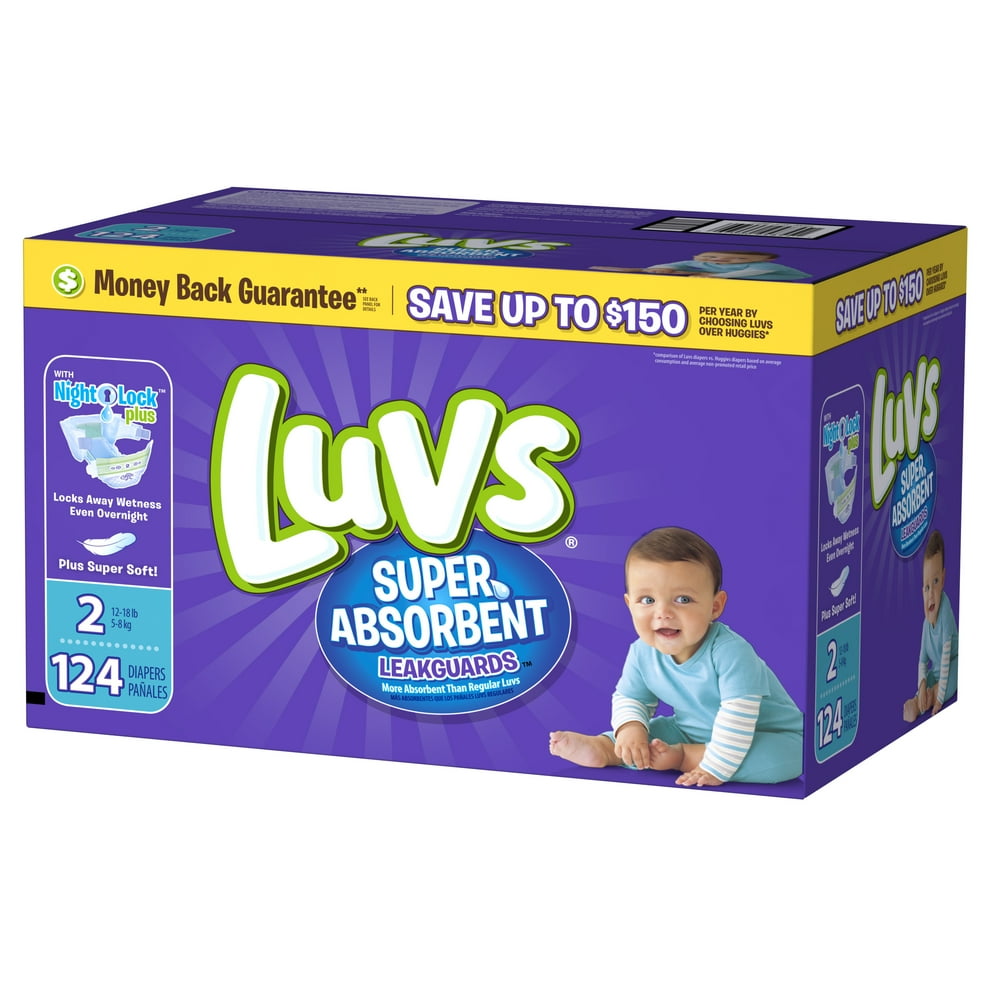 Luvs Super Absorbent Leakguards Newborn Diapers Size 2 124count
