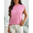 thumbnail image 6 of Women'S Mock Neck Sweaters Vest Business Casual Trendy Tops Fall Outfits Pink L, 6 of 8