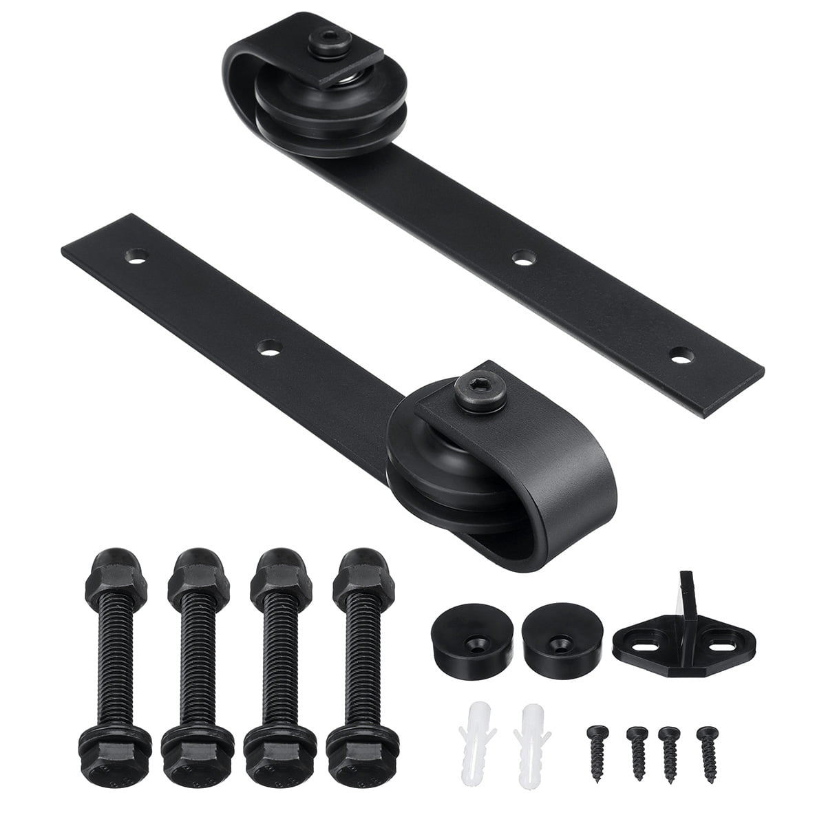 2x Carbon Steel Sliding Barn Rollers, J Shape Door Hardware Roller Replacement Bracket Hangers