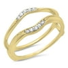 Dazzlingrock Collection 0.10 Carat (ctw) 10K Round Diamond Ladies Wedding Band Guard Double Ring 1/10 CT, Yellow Gold, Size 4.5