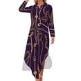 thumbnail image 2 of 2024 Jewelry Chains Chiffon Dress Belts Print Elegant Dresses Women Long Sleeve Street Fashion V Neck Graphic Oversized Casual Dress, 2 of 7