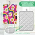 thumbnail image 3 of 2Pack Heat-Resistant Quilted Cotton Potholders - Stylish Kitchen Grips for Hot Pots & Pans Ovens Groovy Daisies with Smiley Faces, 3 of 7