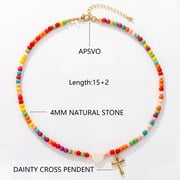 APSVO Love Heart Cross Necklaces for Girls Women Beaded Chain Stuff Catholic Religious Christian Birthday First Communion Graduation Jewelry Gifts Teen Daughter Kids Age 7 8 9 10 11 12 13