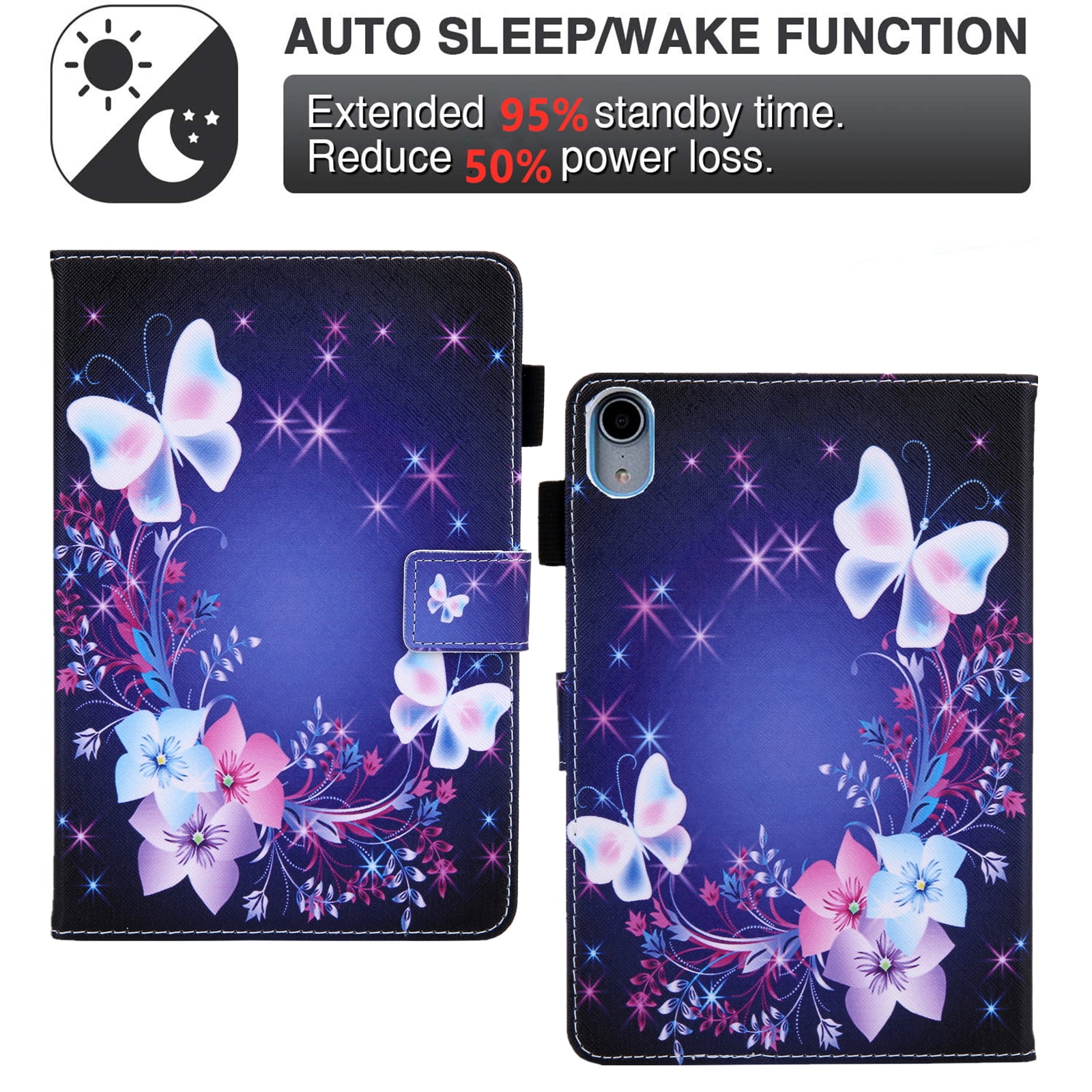Dteck for iPad 10th Generation Case (2022 Release), iPad 10.9 Inch Smart Protective Cover with Pencil Holder, Multi-Angle Viewing Stand Pocket Folio Leather Cases for Women Men, 8-Purple Butterfly