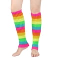 thumbnail image 1 of Men's Women's Winter Striped Pattern Knitted Yarn Warm Boot Leg Guards Foot Pile Socks, 1 of 4