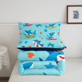 thumbnail image 5 of Manfei Cartoon Surf Shark King Size Comforter Sets, Tropical Beach Comforters King Size, Sky Blue, Blue Reversible, 3 Pieces, 1 Comforter and 2 Pillowcases, 5 of 7