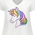 thumbnail image 4 of Inktastic Cute Rainbow Unicorn Women's Plus Size V-Neck T-Shirt, 4 of 5