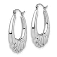 thumbnail image 2 of Sterling Silver Rhodium-plated Fancy Hoop Earrings, 2 of 3