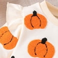 thumbnail image 4 of YWIYIUD InfantBaby Girl Clothes Soft Ruffle Long Sleeve Pumpkin Sweatshirt Bubble Romper Fall Halloween Outfit Set Crew Neck Jumpsuit with Bow Headband Toddler Girl Fall Clothing 3-6 Months, 4 of 8