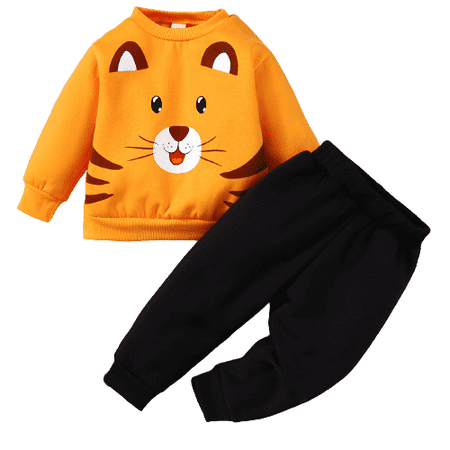 

Mikrdoo Baby Boys Outfits Cat 18 Months Baby Boys Long Sleeve Winter Tops 24 Months Baby Boys Elastic Pants 2Pcs Clothes Set Yellow