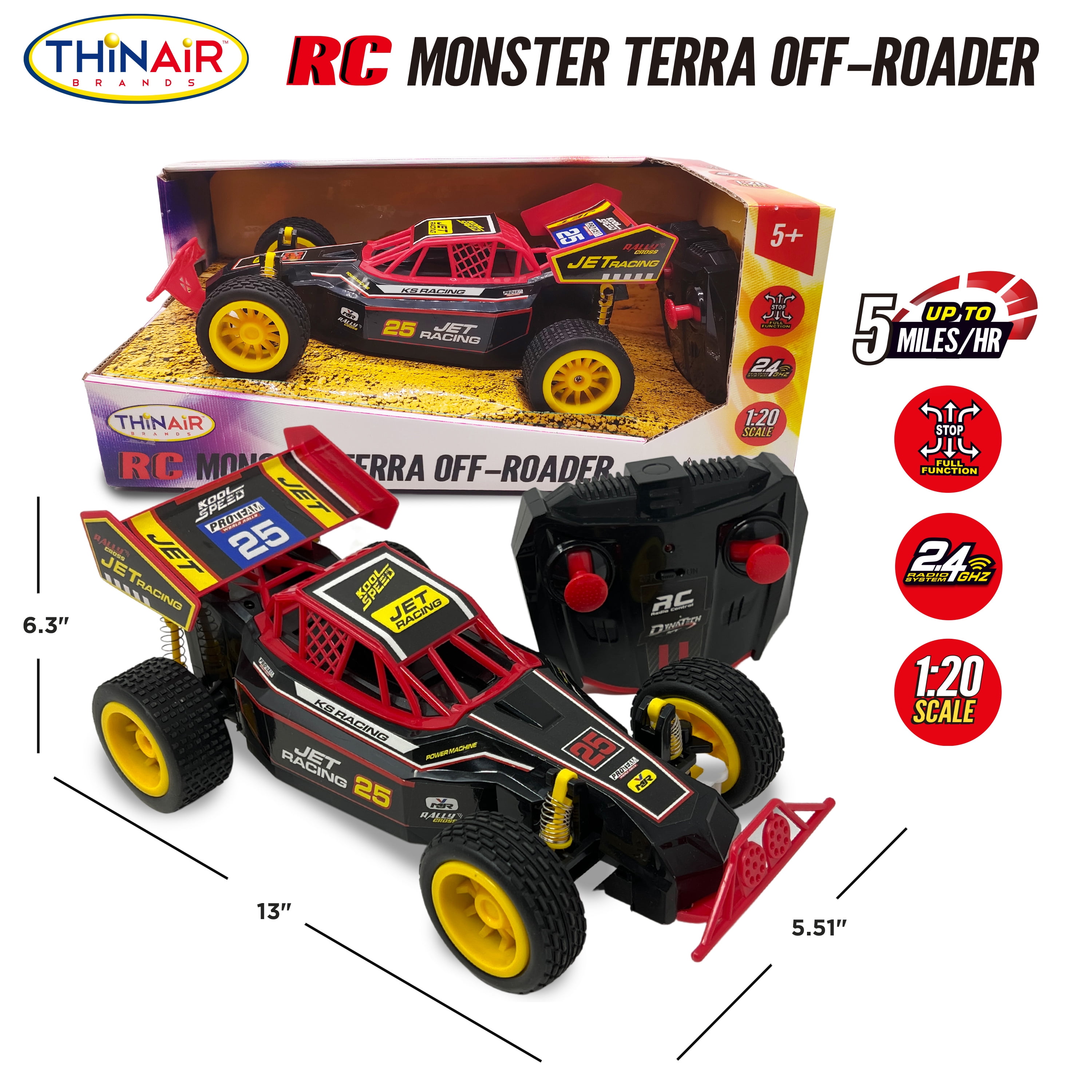 RC Cars 1:20 Scale Monster Terra RC Off-Roader – 2WD All-Terrain Electric Toy Car - Perfect for Rock Crawling and Road Racing - 2.4GHz Radio Control - Eye-Catching Graphics – Gift Idea for Kids