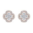 thumbnail image 3 of 14K Rose Gold Diamond Earrings Loop Style Flower Cluster Screw Back ( J , I1 ), 3 of 4