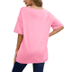 thumbnail image 3 of Camiseta Holgada de Algodón de Color Liso con Cuello Redondo y Aberturas Laterales, Rosa , Talla M, 3 of 6