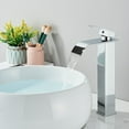 thumbnail image 2 of Chrome Bathroom Sink Faucet Single Handle Tall Waterfall Vessel Mixer Taps Drain For Daily Life, 2 of 12