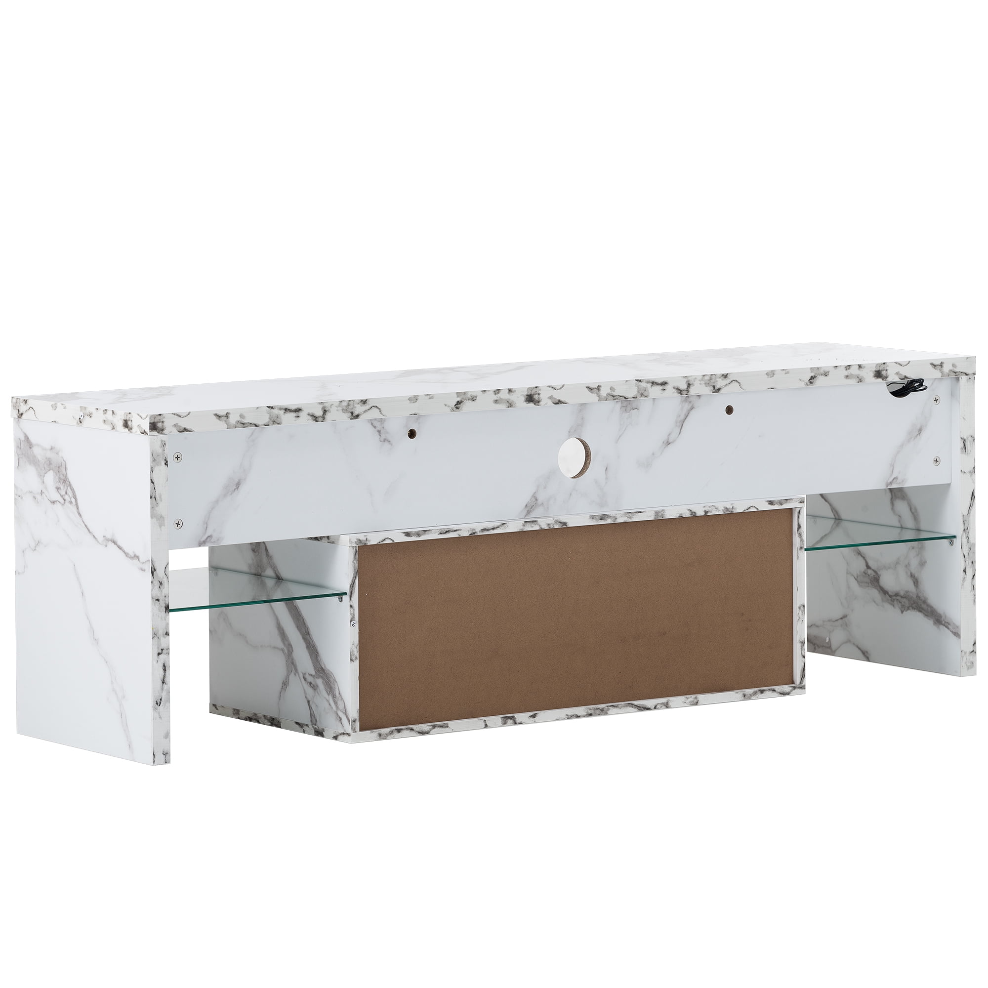 Yardi Yard Modern LED Entertainment Center for TVs up to 65", White/Marble Stamp Yardi Yard Modern LED Entertainment Center for TVs up to 65", White/Marble Stamp