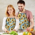 thumbnail image 5 of Blue Green Leaf Sunflower Pattern Apron-Garden Aprons for Women with Pockets-Cotton Linen Waterproof Kitchen Cooking Gardening Aprons Adjustable for Kitchen,Cooking,BBQ and Salon 33x27 Inch, 5 of 7