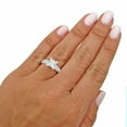 thumbnail image 2 of HeartsAndYou 3ct Princess Cut Moissanite Engagement Ring for Women 18k White Gold over Silver Channel Set Accents, 2 of 6