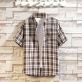 thumbnail image 2 of Camisas de los Hombres de Manga Larga Casual Botón de Comprobación Bolsillo Solapa Camisa de Moda, Poliéster Cuadrado, 2 of 5