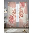 thumbnail image 2 of Coastal Ocean Coral Sheer Curtains 108 Inch Long 2 Panels, Red Pink Theme Pattern Light Filtering Rod Pocket Semi Sheer Curtains, Sheer Voile Drapes for Living Room Bedroom, 52"x108", 2 of 5
