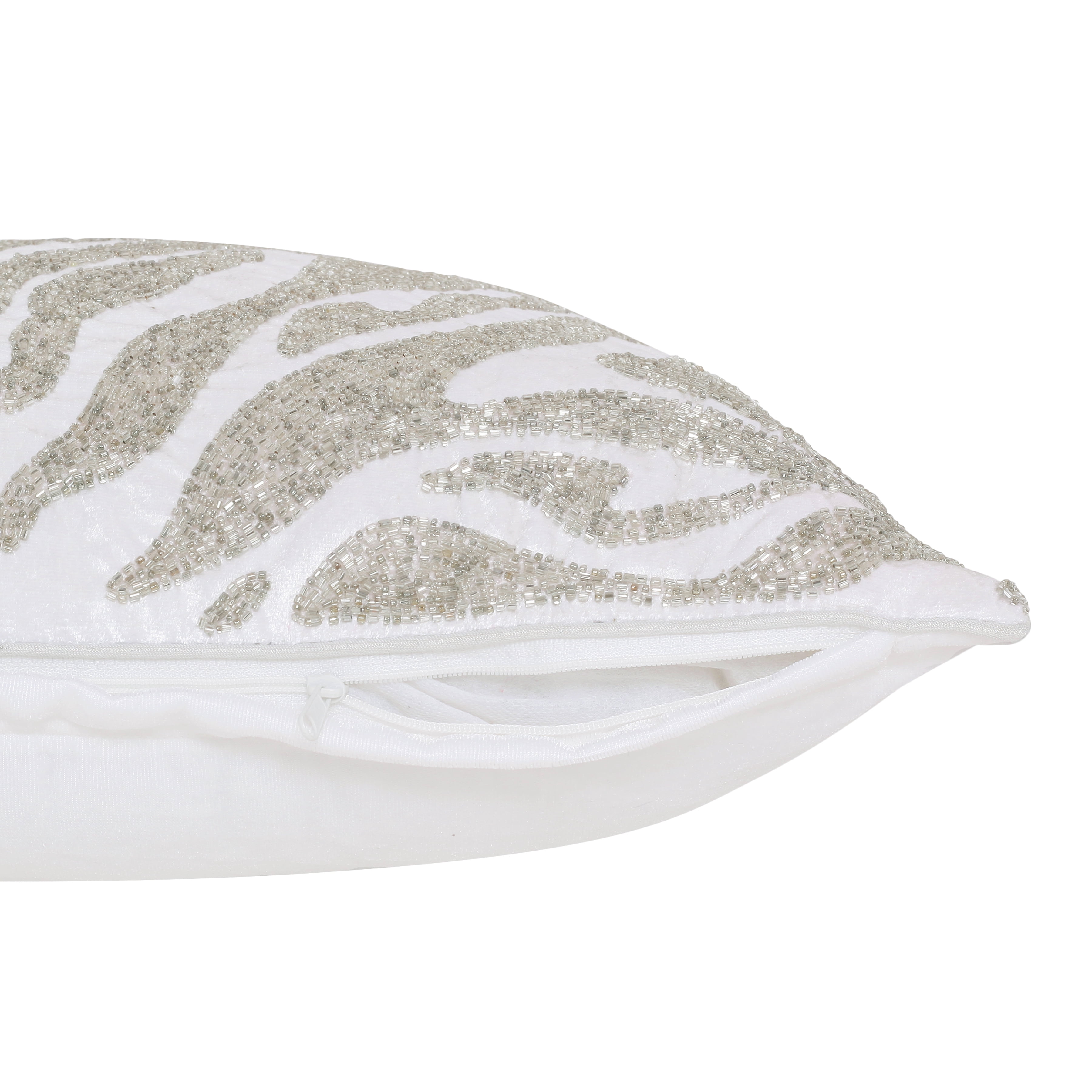 Harlow Hill Demi 20" x 20" Ivory/Silver Zebra Print Polyester Adult Decorative Throw Pillow Cover